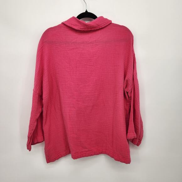 Soft Surroundings Giovinezza Raspberry Pink Slub Cotton Blouse Top Women's XL - Picture 10 of 11
